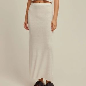 NEW Venroy Rib Knitted Skirt in Off White